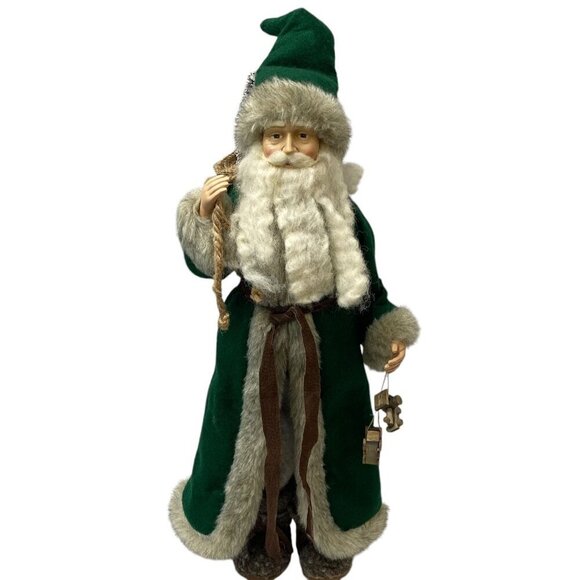 Rustic Old World Santa Large Christmas Decor 18" High Green Woodland Country Far - Picture 1 of 12